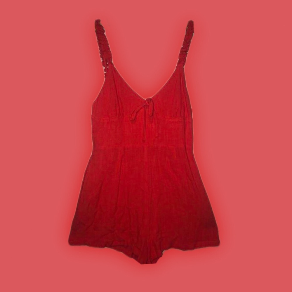 bright coral romper